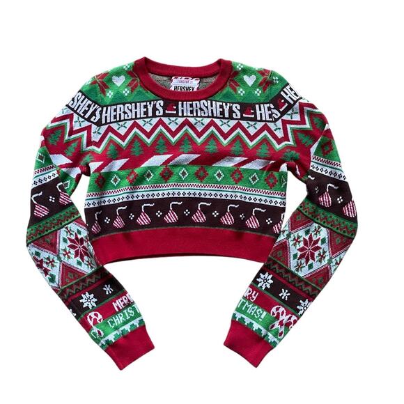 Forever 21 x Hershey's Christmas Crop Sweater Womens/Teen Size Medium - Picture 1 of 6